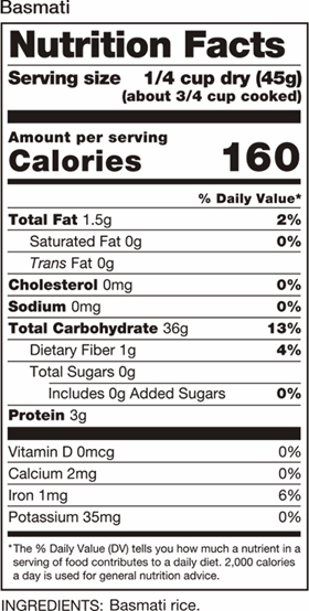 Basmati Rice Nutritional Facts