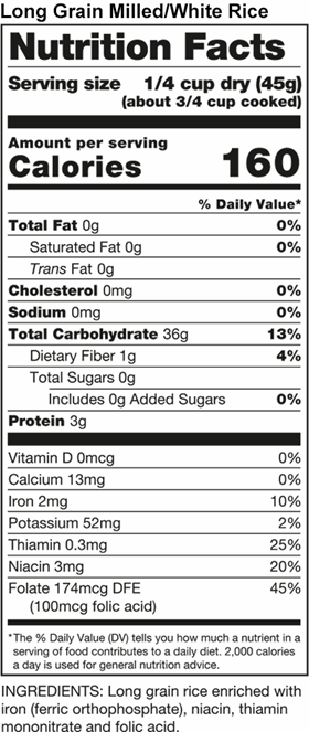 Long Grain Milled/White Rice