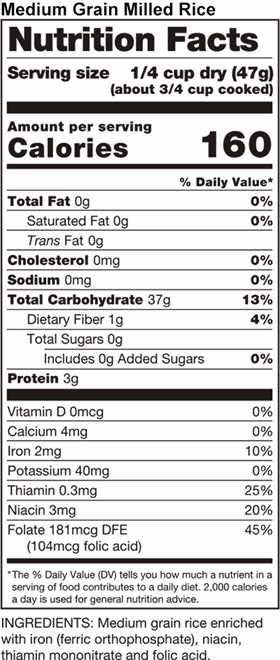 Medium Grain Milled Rice