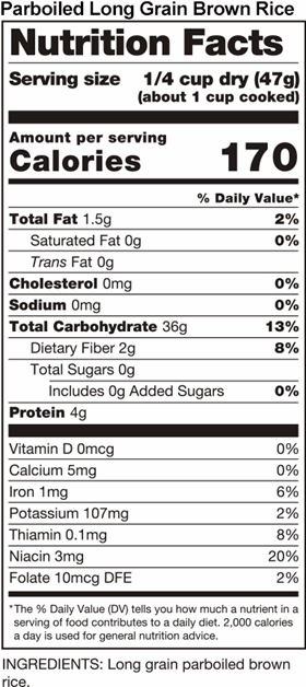 Parboiled Long Grain Brown Rice